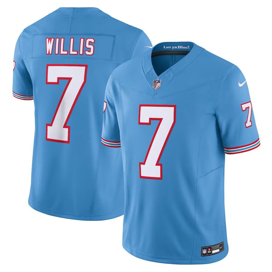 Men Tennessee Titans 7 Malik Willis Nike Light Blue Oilers Throwback Vapor F.U.S.E. Limited NFL Jersey